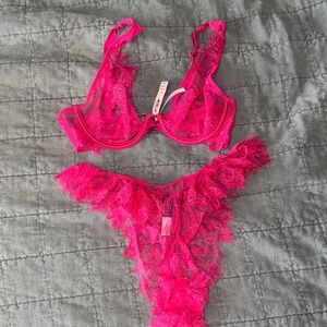 NWT VS Pink Lace Lingerie Set